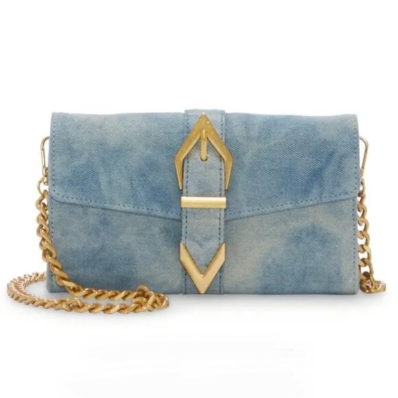Vince Camuto Marza Wallet on Chain Acid wash Denim - Picture 1 of 6